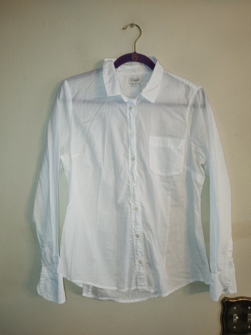 J.Crew Women's White Lightweight 100% Cotton Classic Shirt Size L